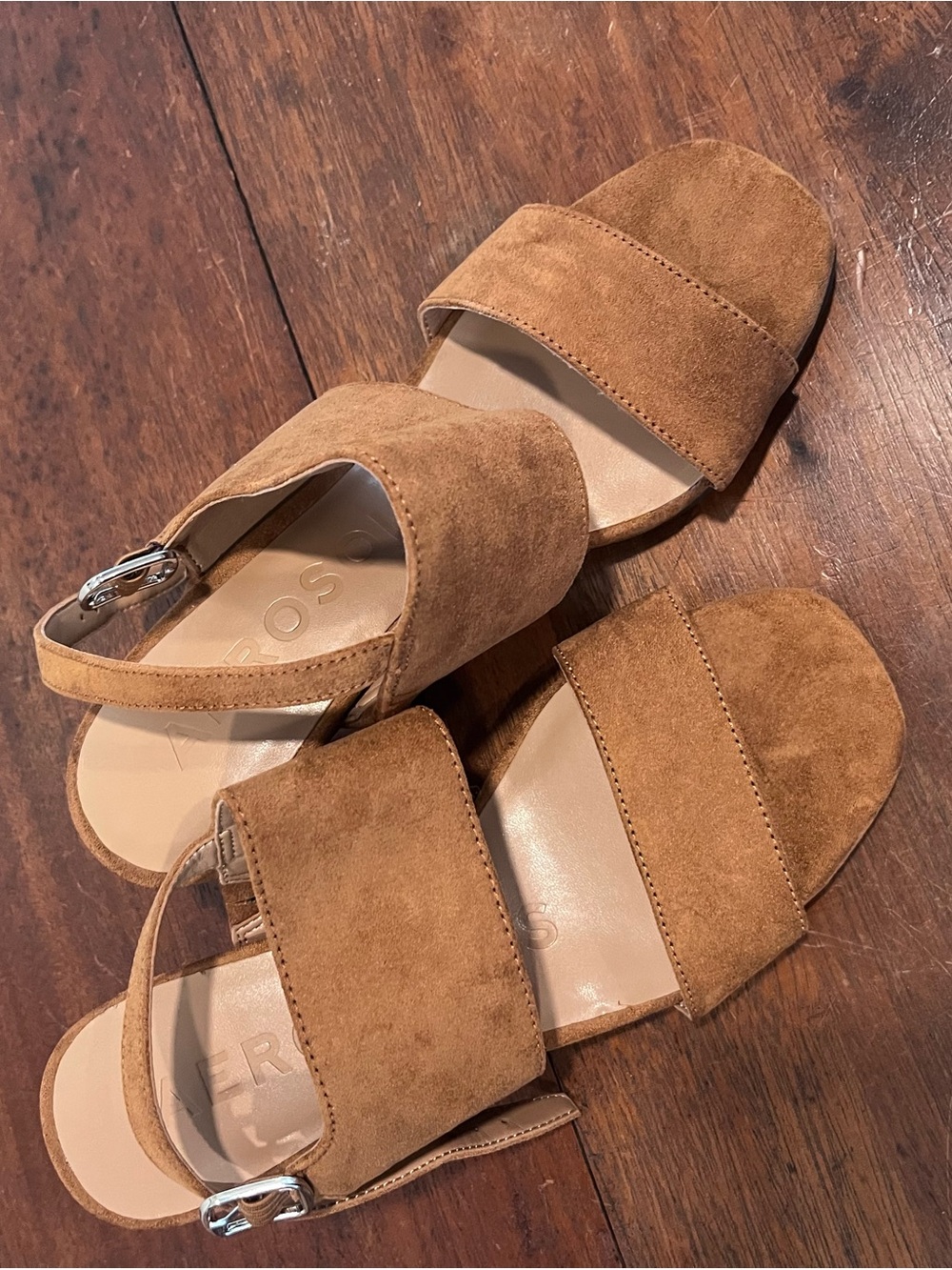 AEROSOLES Tan Suede Double-Band Slingback Sandals